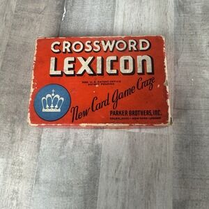 Vtg 1937 Parker Brothers CROSSWORD LEXICON Card Game Original Box Complete